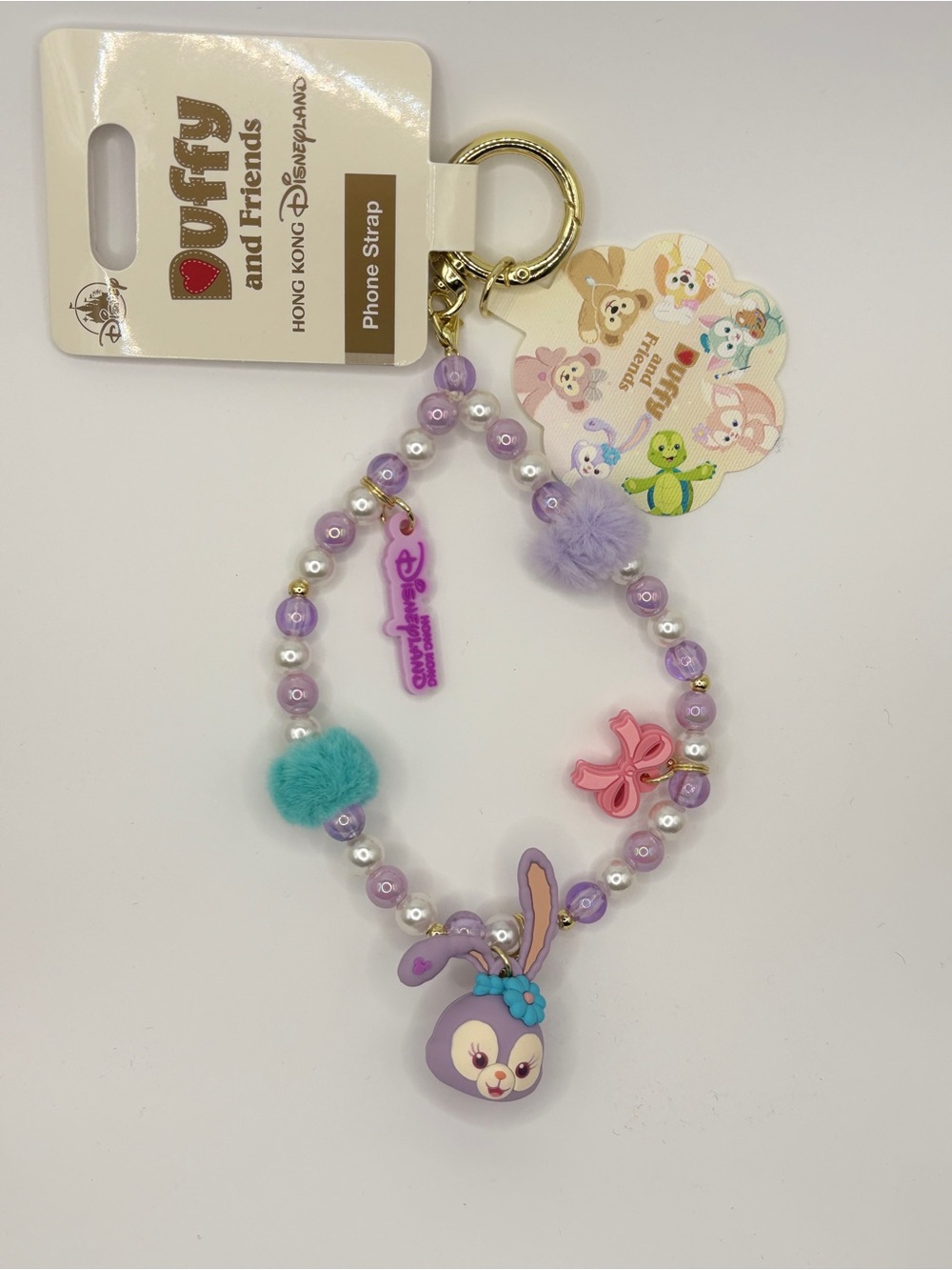 HK Disneyland Disney Duffy and Friends Purple StellaLou Beaded Phone Strap